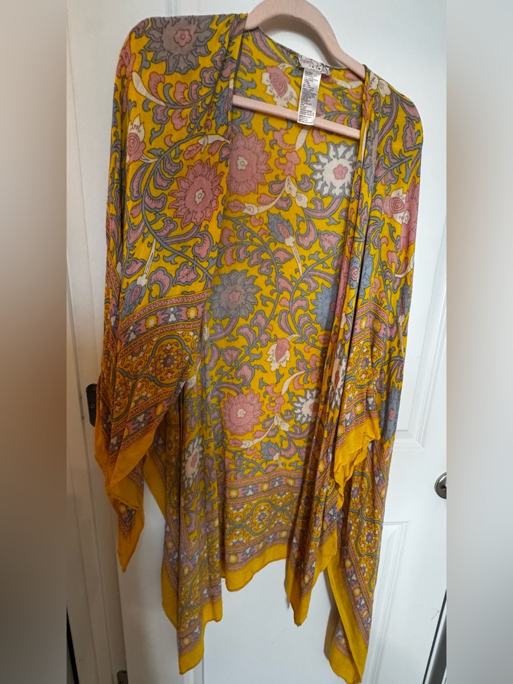 Free People Yellow and Pink Floral Paisley Kimono Cover